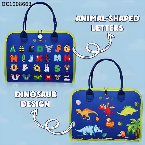 Image of Cable World Montessori Busy Board for Toddlers 2-5 Years, 25+ Learning Activities, Sensory Travel Toy, Quiet Book with Alphabet, Clock, Calendar, Jigsaw Puzzle, Fine Motor Skills & Dinosaur Theme
