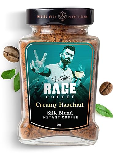 Image of RAGE COFFEE Silk Blend 60G X 4 Flavoured Instant Coffee Powder Of Belgian Chocolate, Classic, Creamy Hazelnut, Perfect Coffee Blend | Hot & Cold Coffee | Bottle| Pack Of 8- (240 Gram)