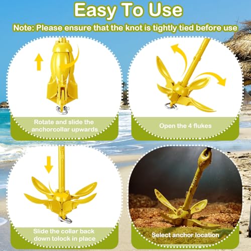 Image of Lounsweer 2 Pack 1.5 /3.5 lb Marine Kayak Anchor Kit Folding Grapnel Anchor Kit Boat Kayak Fishing Accessories for Small Boats Kayaks Canoe Paddle Boards