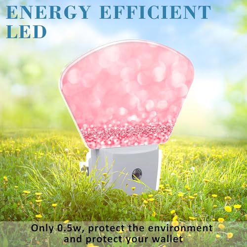 Image of Abstract Pink Glitter Plug in Night Lights, Beautiful Glitter Nightlight Plug Into Wall Dusk to Dawn Sensor for Kid Girls Boys Women Men Room, Hallway, Kitchen, Bathroom, Stairs Decor