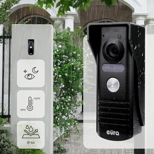EURA VDP-52A3 ATIRA Video-Türsprechanlage Gegensprechanlage 4 Draht, 4,3-Zoll-Farbmonitor, 2 Eingänge, Wiess