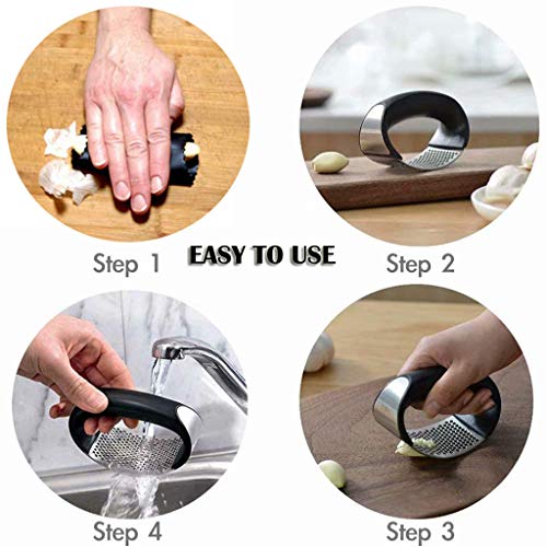 Conjunto de descascador de alho Weite durável de aço inoxidável, espremedor de alho com descascador