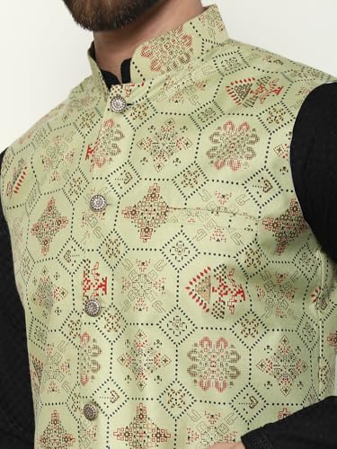 Image of SOJANYA (Since 1958 Men's Cotton Linen Maroon Kurta and White Pyjama with Mustard Cotton Nehru Jacket