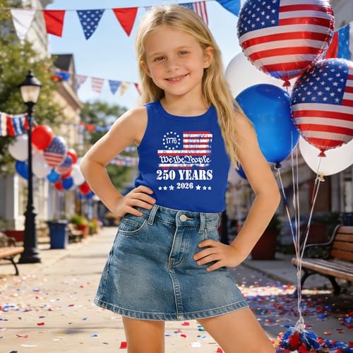 Image of CAZYCHILD Girls American Flag Tank Tops Boys 4th of July Shirts USA Summer Sleeveless Tee Independence Day Outfit 5-14y
