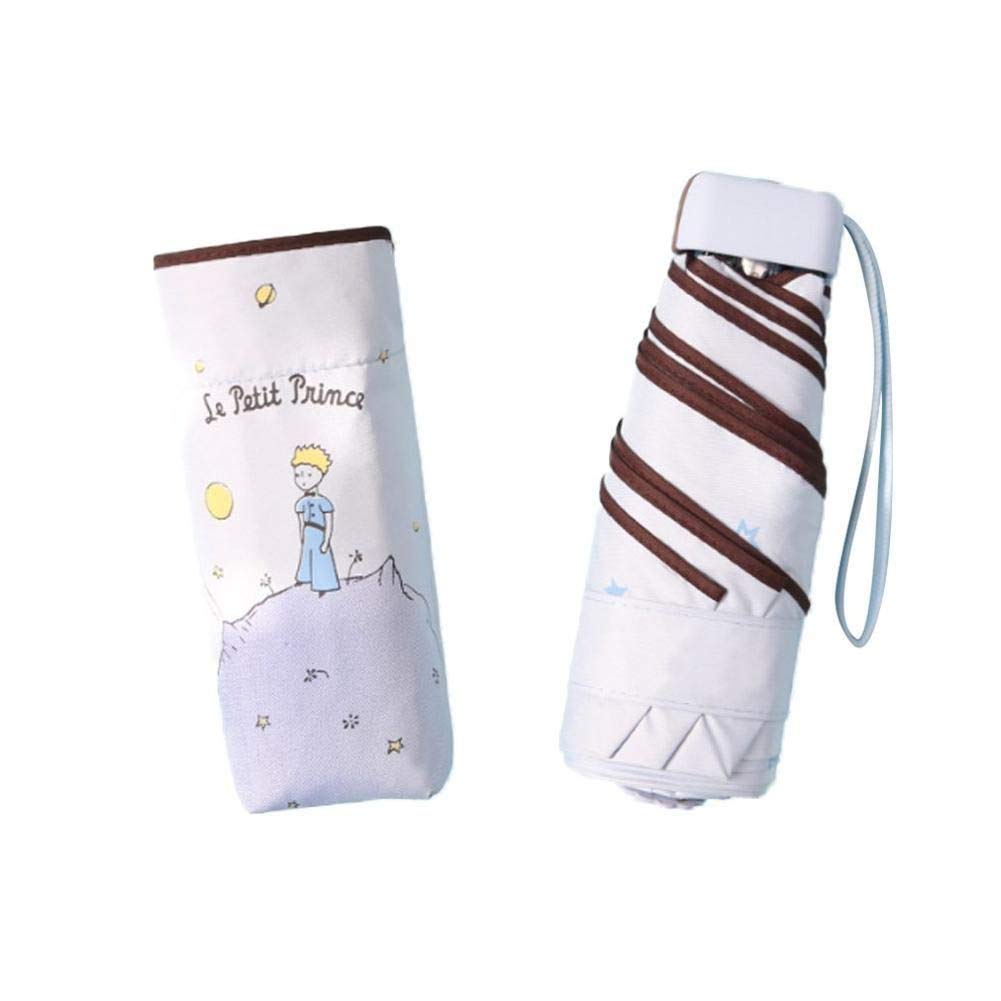 Sun Protection Uv Protection Black Plastic Small Prince Five Fold Umbrella Mini Sun Umbrella Sunny Rain Dual Umbrella