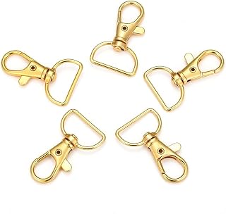 20 Pcs Zinc Alloy Swivel D Rings Lobster Claw Clasps Swivel Snap Hook for DIY Keychain Keyring Jewelry Craft Making Backpack Lanyard Hanging, Golden