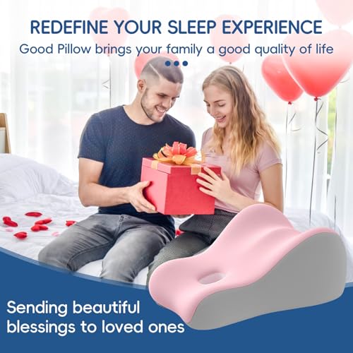 Image of Latex Comfort Pillow for Adults | Supportive Cushion for Pregnancy, Relaxation & Couples | All-Purpose Sleeping & Lounging Pillow with Washable Cover-Pink