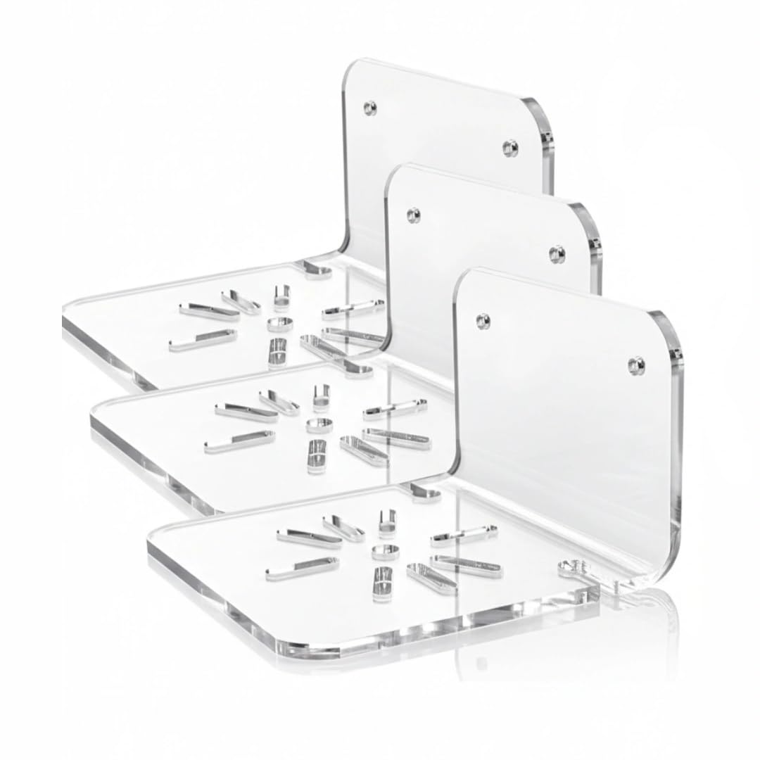 BIGIMALL Acrylic Wall Mount Stand Holder Bracket for CCTV Dome Security WiFi Camera Home Outdoor Indoor Office Shop Pack of 3 (8 Holes)