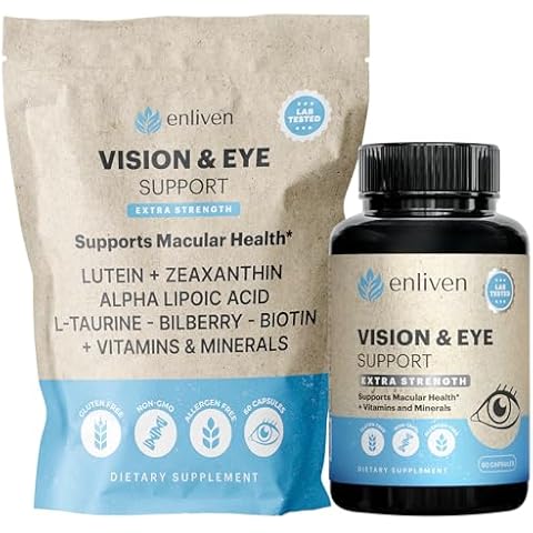 enliven Lutein and Zeaxanthin Supplement to Support Vision & Eye Health | Extra Strength Vitamins | Made in USA (60 Capsules) Cover