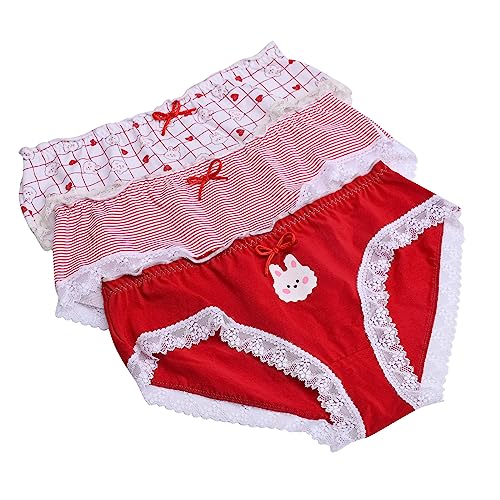 Image of heartbury Women's 100% Cotton Lace Panty Mid Waist Bio Wash Soft Stretch Ladies Hipster, (Pack of 3)