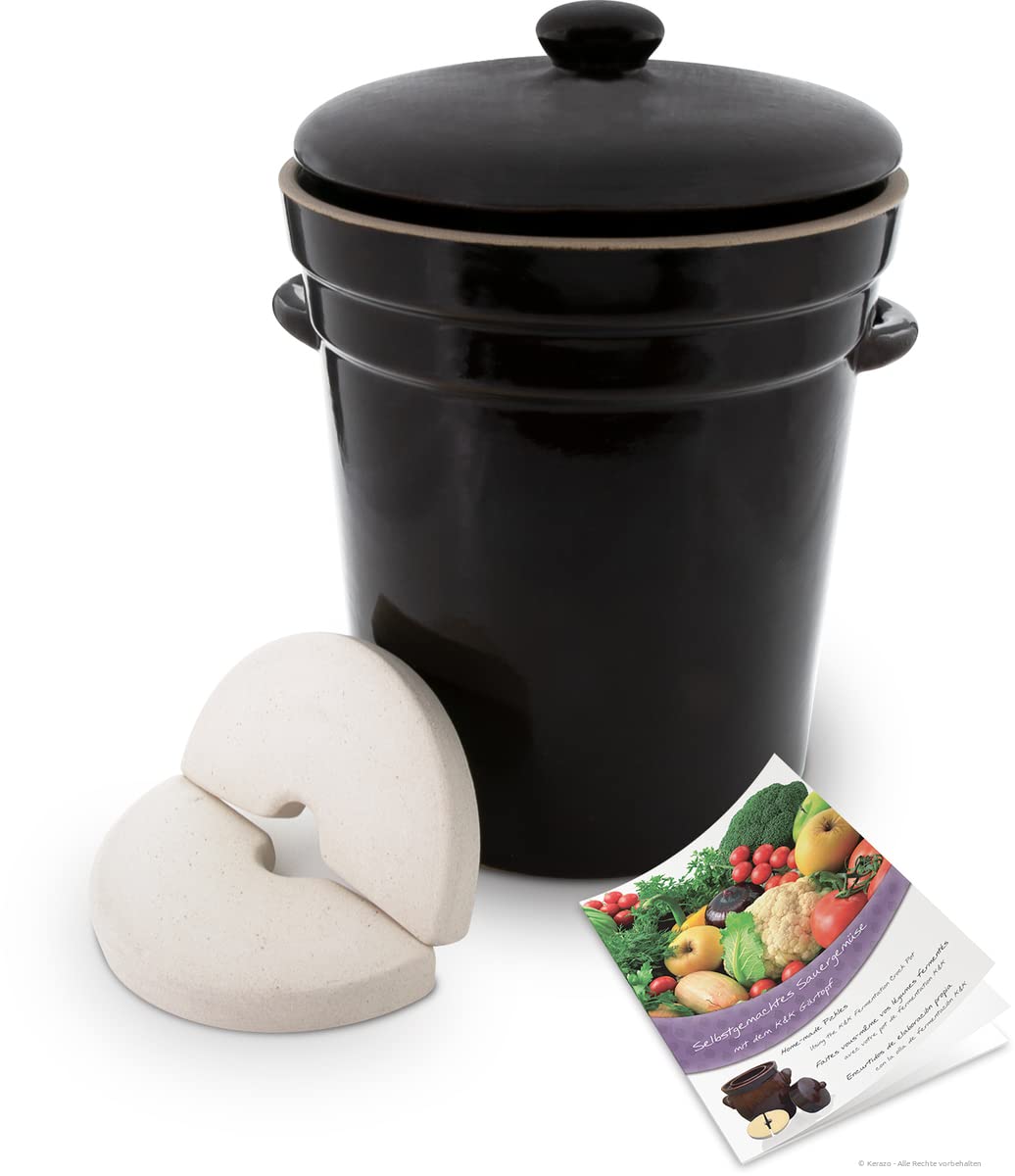 Olla para hacer chucrut (8 L, incluye tapa y piedra), color marrón oscuro (093377080)