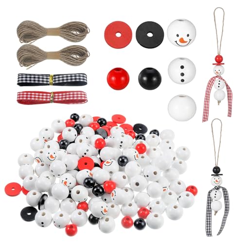 taonganui 120 Stück Weihnachten Holzperlen 20mm Schneemann Holzperlen...