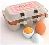 DecentGadget 6 Wooden Play Eggs in Carton Pretend Play Pre-school Educational Toy Kitchen Food Toy by DecentGadget