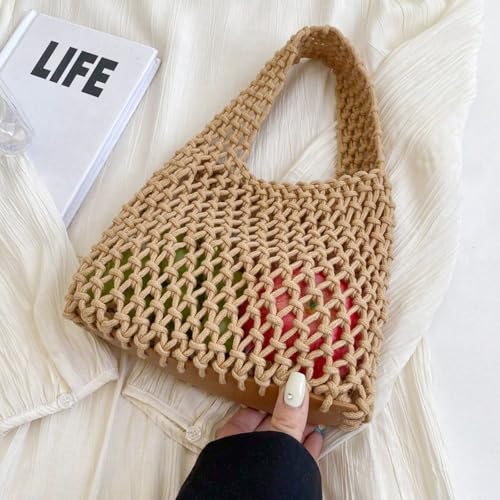 Crochet Beach Bag Shoulder Bag for Women, Cute Purse Tote Handbag for Travel Work Shopping Picnic Vacation Beach Accessories4