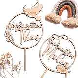 Konfirmation Cake Topper personalisiert aus Holz – Mit Name & Datum – Fisch oder Taube als Symbol – Individuelle Tortenstecker Deko christlich für Jungen und Mädchen