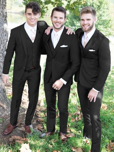 Mens Suit Slim Fit Single Breasted Suit with Vest & Pants 3 Pieces Wedding Guest Outfit Blazer Formal Business Suits for Men4