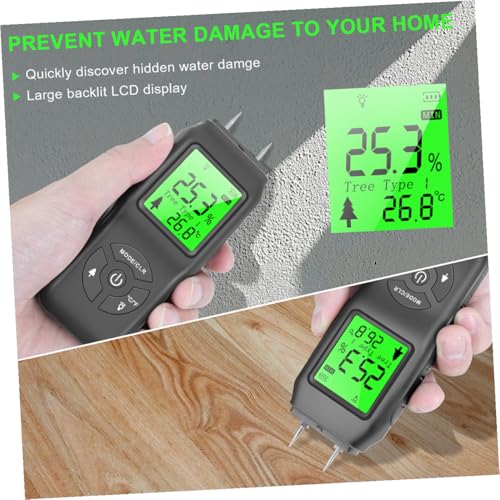 Humidimètre numérique noir avec écran LCD rétroéclairé pour bois - 7