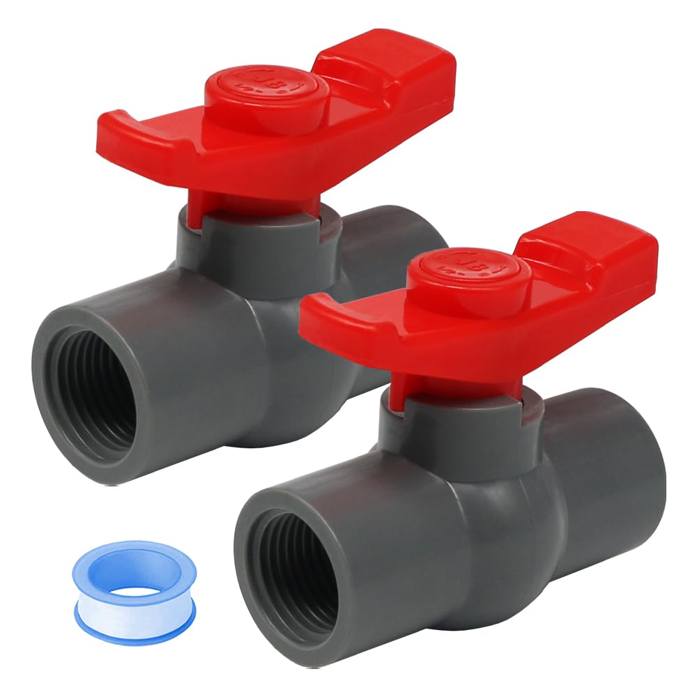 2PCS 1 PVC Ball Valve Threaded PVC 1Inch Sprinkler Valve Pipe Fittings Ball Valve Adapter Connectors HE058-1