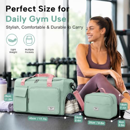 Image of FIORETTO Women's Gym Duffle Bag with Shoes Compartment, 30L Capacity, Ideal for Travel, Gym, Sports, Duffel, Weekender