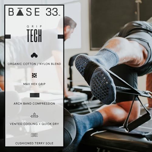 Base 33 Crew Grip Socks for Pilates, Yoga, Martial Arts, Lifting and Barre3