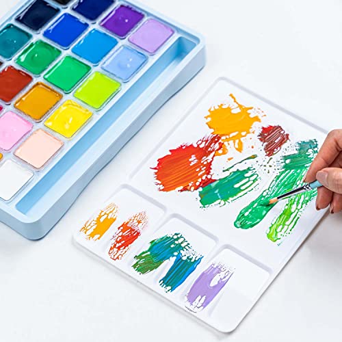 Himi Gouache Paints Set With 3 Paint Brushes, 24 Colors, 30G, Jelly Cup Design, Non Toxic Paint For Canvas And Paper, Art Supplies For Professionals (Ice Blue Case) #TOP6
