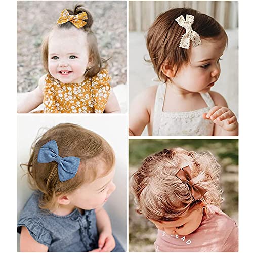 Jesries 133-2208-BOWCLIP-21 Pack Baby Girls Hair Clips Bows Fully Lined Non Slip Barrettes thumb #2