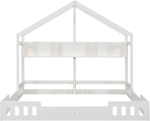 Miniatura 8 de Harper &amp; Bright Designs Twin Size Tent Floor Bed Montessori Bed Twin con estructura triangular, para niños niñas niños - blanco+natural
