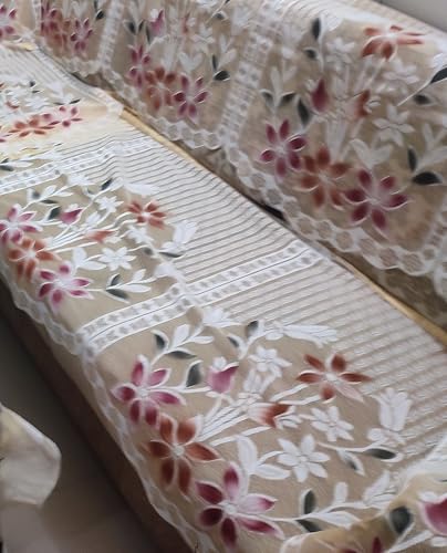 Image of Fab Nation Cotton L Shape Sofa Covers for 5 Seater Sofa Set | Sofa Slipcovers for 3 + 2 Seaters Cover Set | Beige