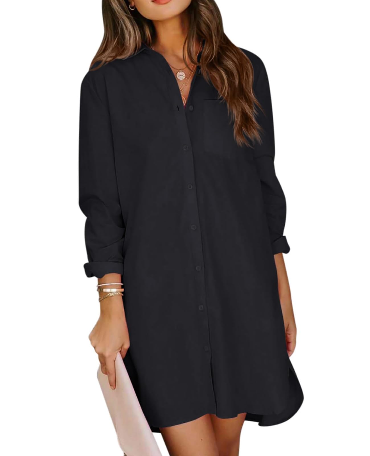 MINTLIMIT Womens Button Down Shirt Dress Spring Summer Loose Casual Long Sleeve Shirt Dresses with Pockets 2025 Trendy