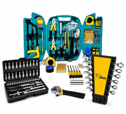 Kit de Ferramentas Jogo Completo, Soquetes Catraca 46 Peças, Jogo Chaves Combinadas 6,8,10,12,14,16 Ferramentas Manuais, Jogo de Ferramentas Caixas de Ferramentas