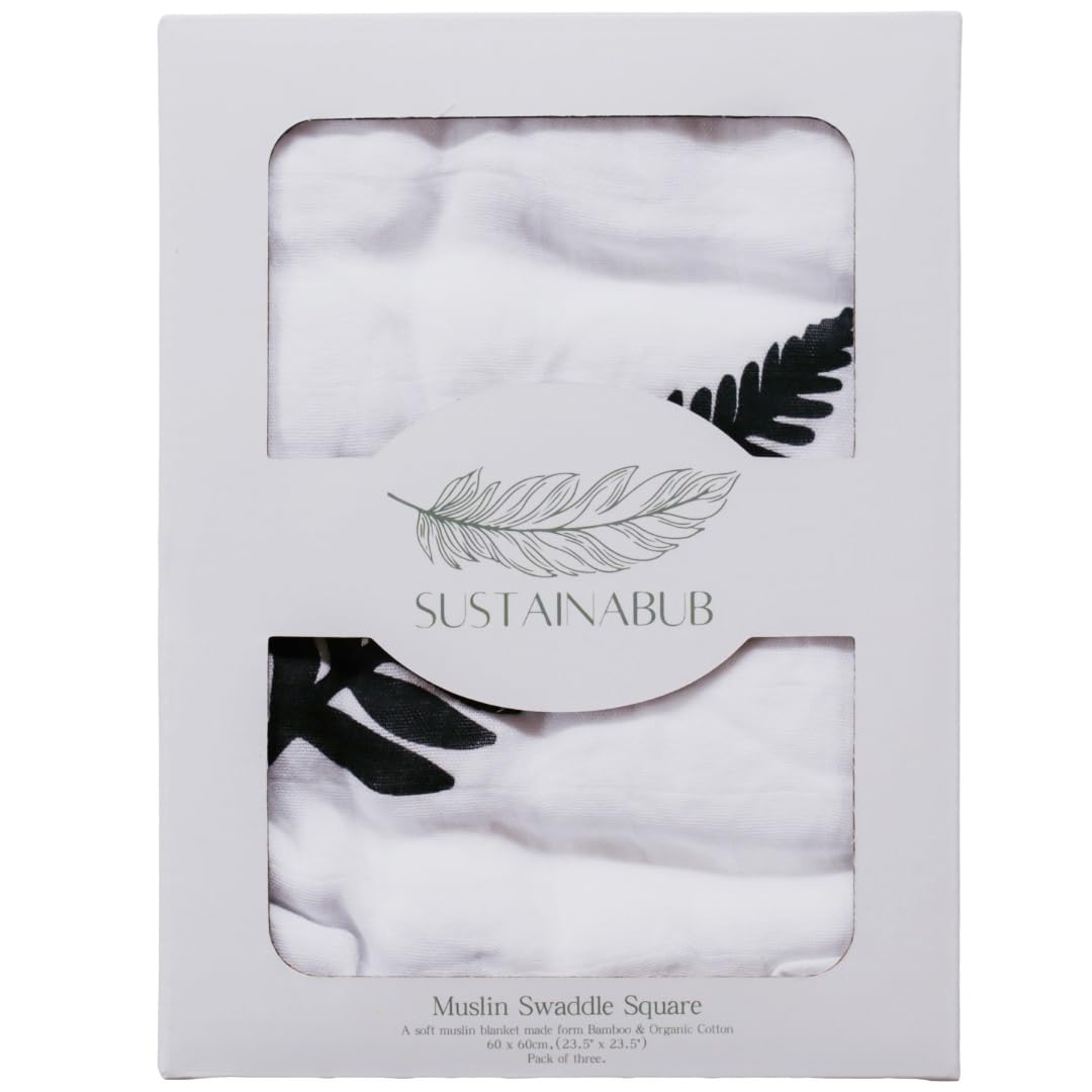 Sustainabub Pack of 3 Organic Baby Muslin Cloths