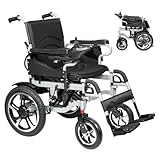 Electric Wheelchairs for Adults Foldable,Electric Wheel Chairs for Senior,Power Wheelchairs 500W Motors,12 Miles Range, Rechargeable Compact Motorized Wheelchair,220 Lbs Capacity,Silver