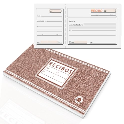 Talonario Recibos de Pago de 100 Hojas. Bloc de Recibo de Compra con Resguardo Troquelado. Vales de Recibí de Entrega para Alquiler o Cobros. Cuaderno Libreta de Papel con Copia Matriz. (1)