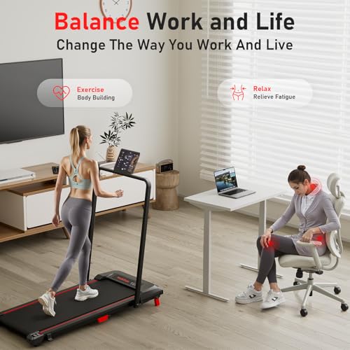 Image of Walking Pad Treadmill with Incline and Handle Bar, Walking Pad with Remote Control and Incline for Home Office, Led Display