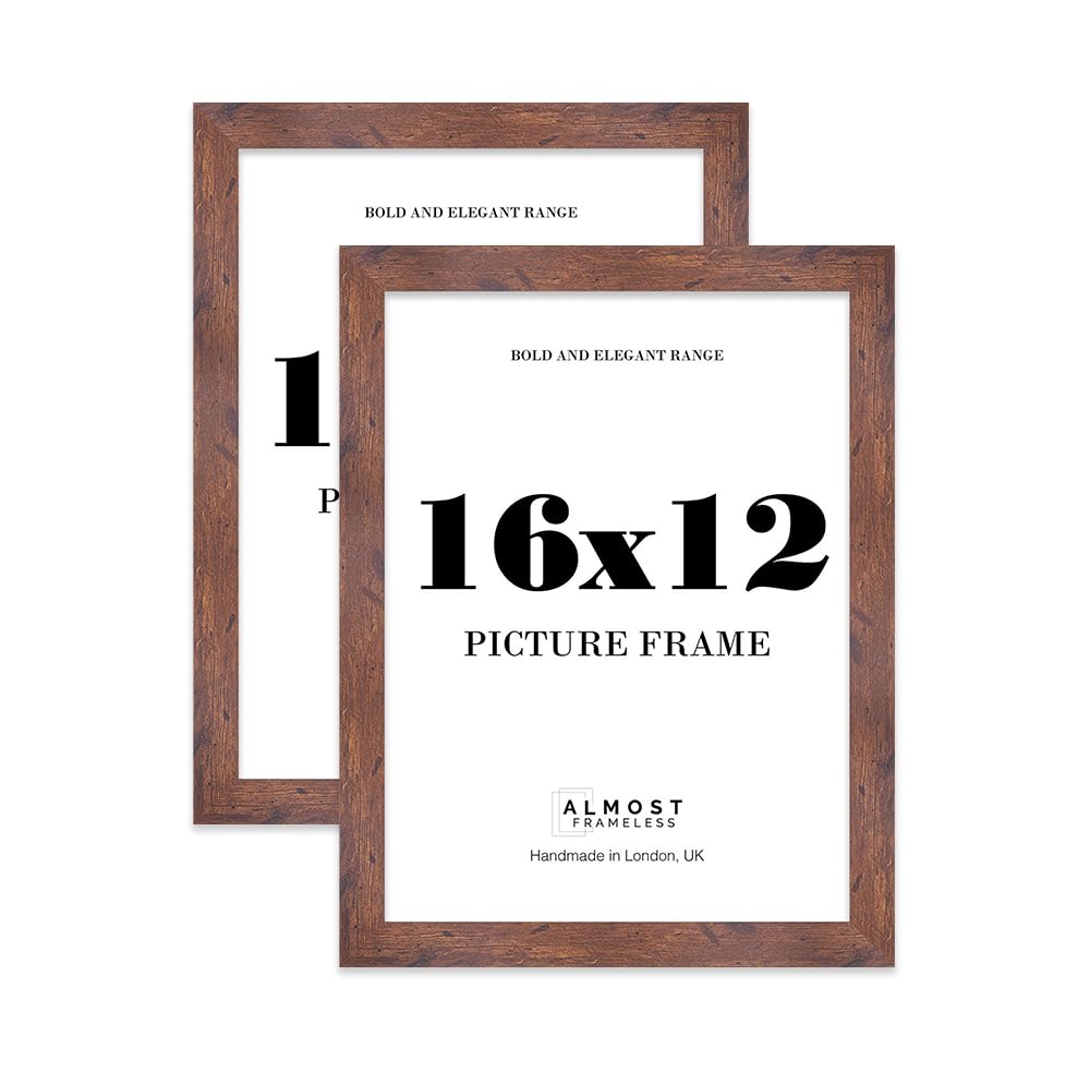16x12 Picture Frame, Display 16x12 Pictures (40.6 x 30.5cm) Picture Frame for wall Display - Rustic Wood - 2 Pack — image 1