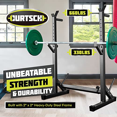 Kitvance Squat Rack - Strength Training Power Cage Squat Rack With Double Bar And Barbell Support, Adjustable Multifunctional Squat Rack For Home Gym, Max Weight Capacity 660Lbs #TOP1