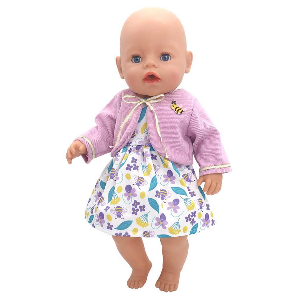 Lot De 2 Robes En Coton Pour Poupées 35-43 Cm – Compatible Baby Born, Baby Annabell – Cadeau Fille