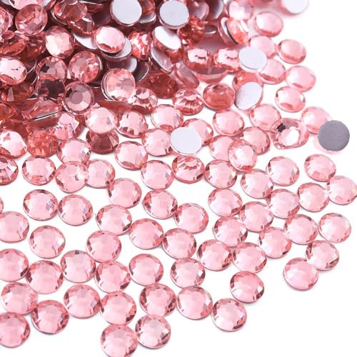 Image of 2880pcs Glass Flatback Rhinestones for Nail Art Crafts, Multi-Size Round Crystal Gems for DIY Decoration 2-4.8mm SS6-20 Peach Pink
