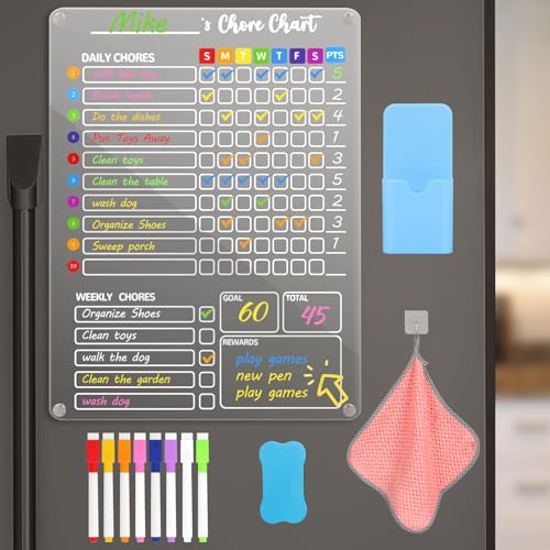 スケジュールボード 冷蔵庫用 透明カレンダー アクリル 磁性 冷蔵庫に貼る 40x30cm 日間予定表と週間予定表 繰り返し使用可能 キッチンパネル 買い物リスト 掲示板 メモー用に対応 在庫管理 子供落書き 家庭用 オフィス用品 スケジュールボード マーカー・イレイザー付き