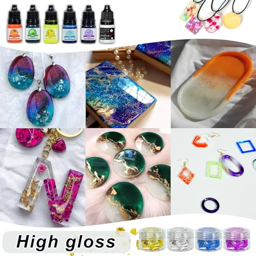 Roizefar Epoxidharz Set Anfänger 380 ml, gießharz Untersetzer mit Harzform, Epoxidharz farbe, Folien flocken, Pailletten, Epoxidharz für Kunsth and werk, Schmuckherstellung