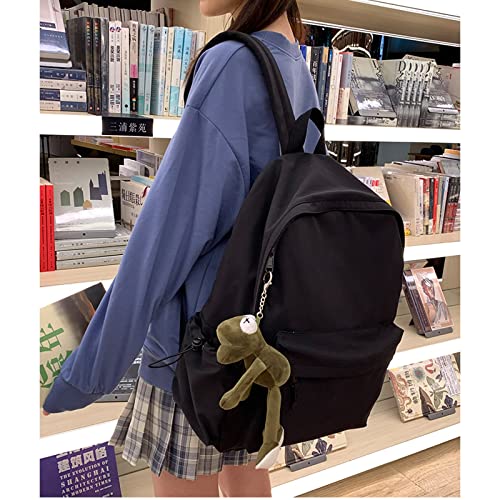 Image of Black School Backpack for Girls Women Waterproof High School Book Bag Cute Backpack for Men Teens Boys, Lightweight Simple Middle School Back Pack Daypack