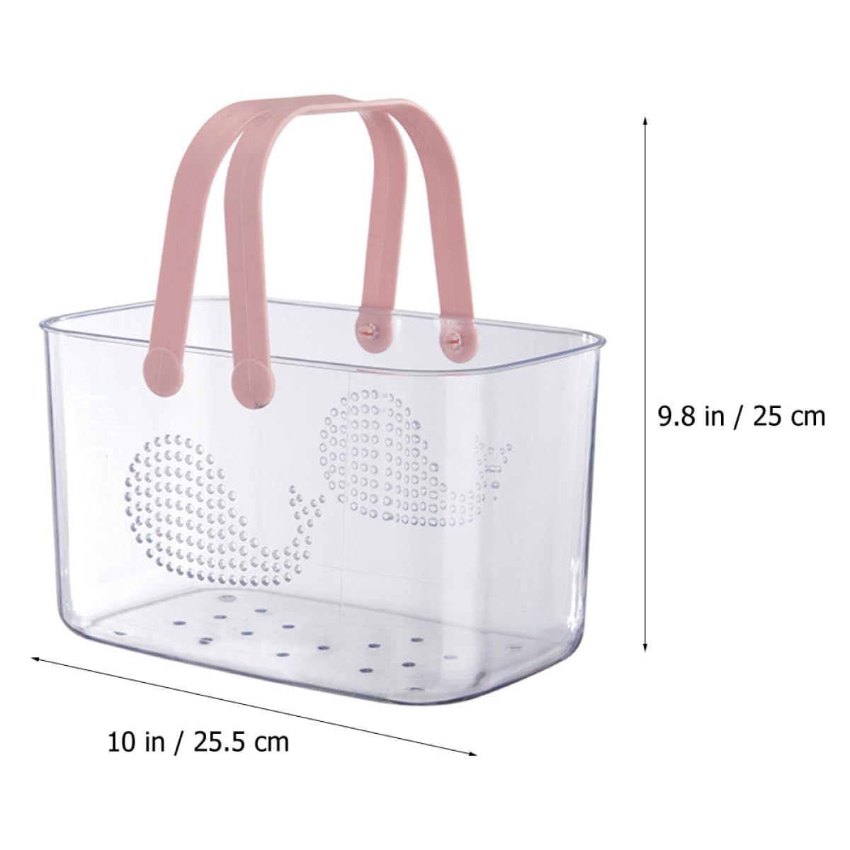 Cesta de Ducha de Plástico Transparente Rosa Cesta Organizadora Portátil con Asa de Almacenamiento Grande para Baño Drenaje Rápido para Artículos de Tocador y Uso Doméstico
