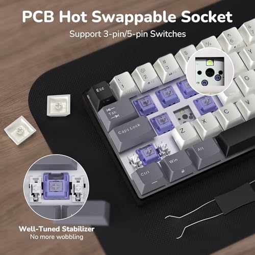 Image of RK ROYAL KLUDGE RK61 Wireless Mechanical Keyboard, 60% Triple Mode BT5.0 /2.4G /USB-C Compact Gaming Keyboard, PBT Keycaps, Pro Software, Hot Swappable Custom Switches