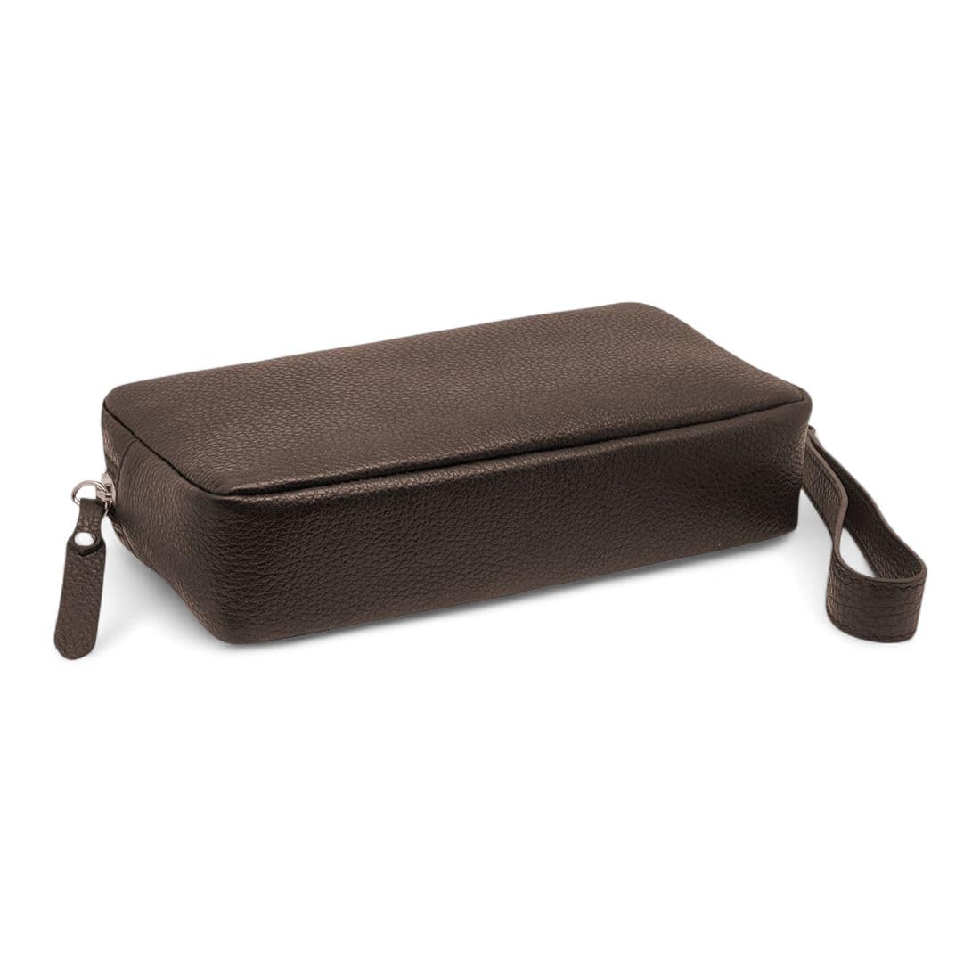 FAST WORLD SHOPPING Bolso de muñeca de piel auténtica, bolso de hombre con asa extraíble, riñonera de mano fabricada en Italia, bolsa con asa bajo los brazos, oficina, viaje casual, 22 x 12 x 5 cm