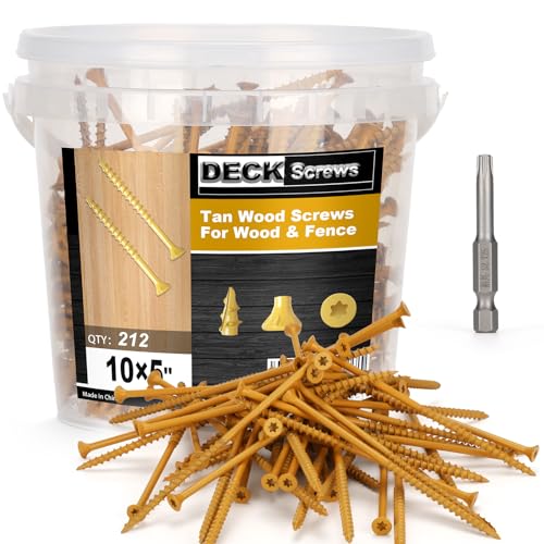 Image of Deck Screws #10 x 5'', T25 Star Torx Drive Flat Head Wood Screws, Tan, 5lb