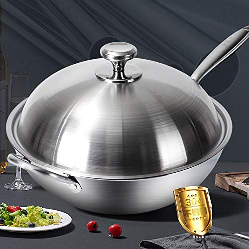 Wok de acero inoxidable con tapa de alta resistencia miniatura 6