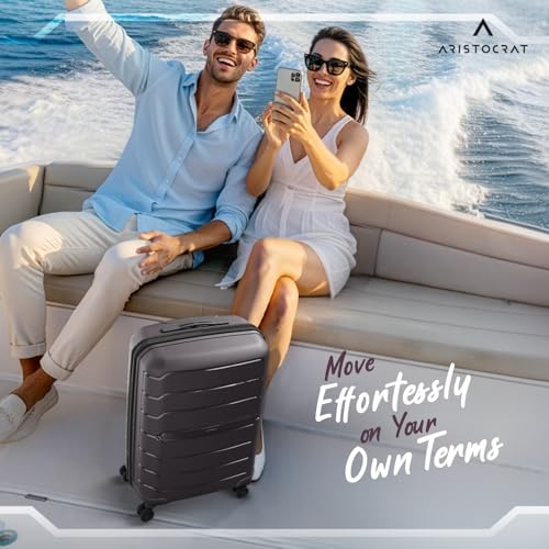 Image of Aristocrat Liberty 8-Wheel Cabin Size Hard Case Trolley Bag, Saddle Brown