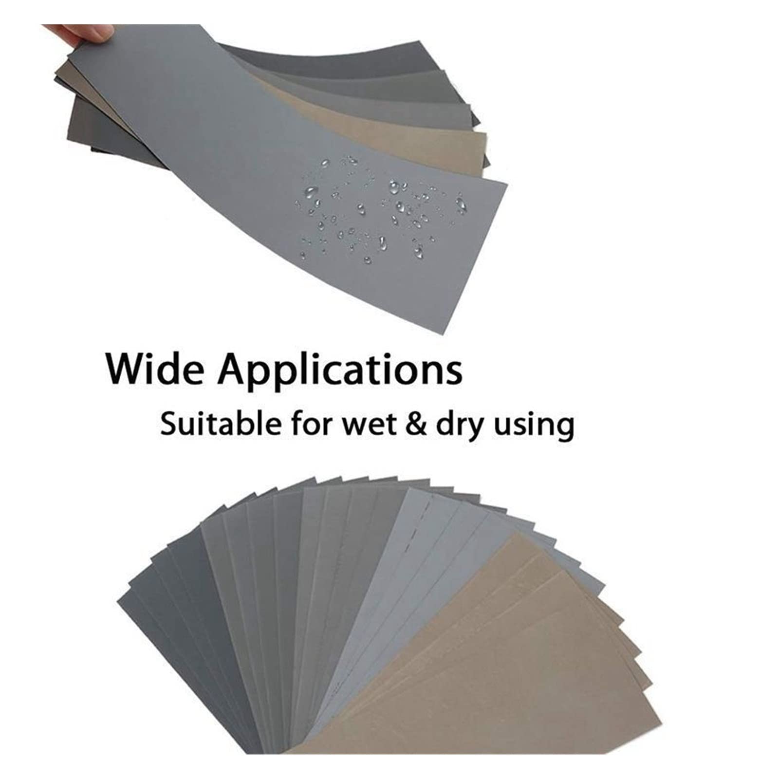 WILLWA Juego de 20 Piezas de Papel de Lija 1000/2000/3000/5000/7000 Papel de Lija de Grano Agua/para Pulido de Metales automotriz (Color : 45pcs)