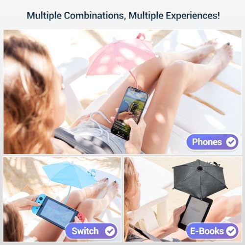 Magnetischer Handyschirm für Sonne, Outdoor-Telefon-Sonnenschutz mit flexiblem Winkel-Design und drehbarem Handy-Ring, Regenschirm für iPhone 15, 14, 13, 12 Pro Max Plus, Mag-Safe Hülle und alle