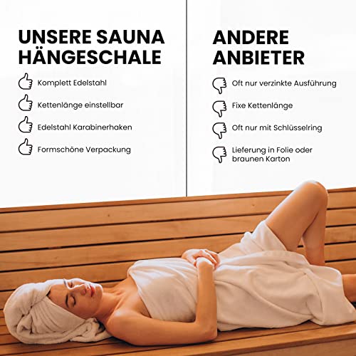 Sauna Hängeschale/Verdampferschale aus Edelstahl für Sauna/Infrarotkabine/Sanarium - Aufguss 20cm (Komplettset)